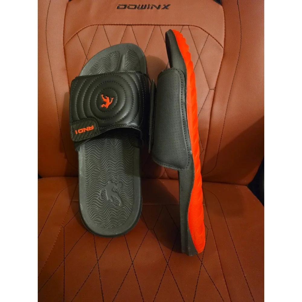 AND1 Men's Athletic Adjustable Swirl Slide Sandals in Black Size 13 NWT